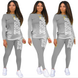 Casual Solid Gradient Long Sleeve Two-Piece Pants Set