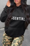 Women'S Fashion Fall Fashion Trend Solid Letter Hooded Long Sleeve Hoodies