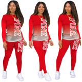Casual Solid Gradient Long Sleeve Two-Piece Pants Set