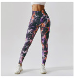Tie Dye Seamless Yoga Pants Women'S High Waist Tight Fitting Running Pants Outdoor Wear Butt Lift Workout Pants