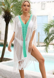 Women Summer Beach Blouse Hollow Knitting Tassel Holidays Bikini Blouse Dress