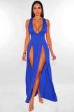 Summer deep v slit multicolor bandage nightclub dress