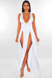 Summer deep v slit multicolor bandage nightclub dress