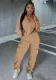 Women's Fall Winter Irregular Solid Color Zipper Hoodies Pocket Pants Set