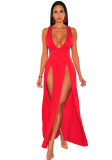 Summer deep v slit multicolor bandage nightclub dress