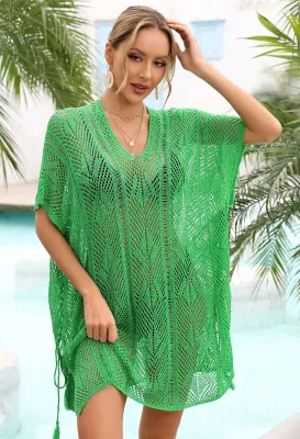 Summer Beach Cover-Up Knitting Cutout Bikini Sunscreen Holidays Beach Cover Up