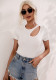Spring And Summer Solid Color Loose Keyhole Short Sleeve Fashion Sexy Slim Women'S Knitting Shirt