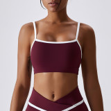 Patchwork Contrast Color Yoga Bra Tight Fitting Running Sports Tank Top Shockproof Quick-Drying Fitness Clothing Top Women