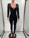Women'S Solid Color Casual Tight Fitting Jumpsuit