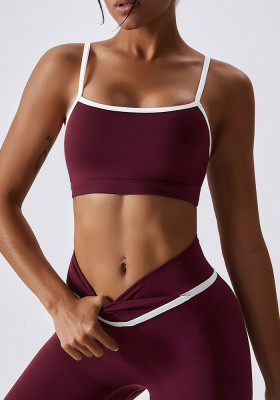 Patchwork Contrast Color Yoga Bra Tight Fitting Running Sports Tank Top Shockproof Quick-Drying Fitness Clothing Top Women