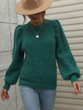 Women Round Neck Long Sleeve Pleated Oversized Sweater