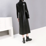 Womens Black Sling Pu Leather Dress
