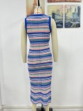 Women sleeveless striped dress
