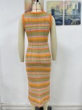 Women sleeveless striped dress