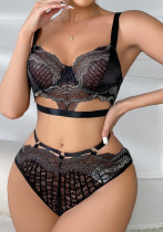 Sexy Two Piece Lace Straps Bra Lingerie Set Erotic Valentines Day Two Piece Underwear Set