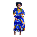 Women Printed Pleated Top and Dress Two-Piece Set