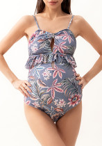 Women Print Ruffle Pleated Maternity Swimwear