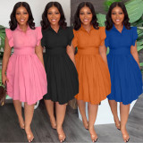 Women's Spring Summer Slim Waist Pleated Dress Sleeveless Dresses