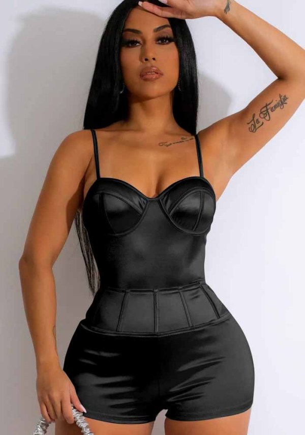 Women Sexy Stretch Solid Sleeveless Romper