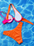 Women Solid Color Sexy Bikini Two Pieces swimwear