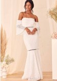 Women Clothing Off Shoulder lace White Wedding Dresses lace Bridesmaid Dresses