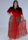 Plus Size Women Mesh Print Shirt Dress