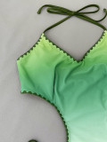 Women V-neck gradient one-piece swimwear