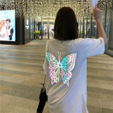 Women Oversized Maxi Butterfly Print Short Sleeve T-Shirt