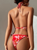 Women Sexy Floral Bikini Lace-Up swimwear Three-Piece