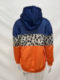 Women's Leopard Patchwork Hoodie Winter Casual Versatile Color Block Hoodies