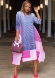 African Loose Plus Size Women'S Spring Retro Stripes Printed Casual Loose Dress