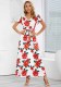 Fashion Slim Chic Short Sleeve V Neck Floral Print Summer Ladies Plus Size Maxi Dress