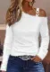 Off-Shoulder Block Patchwork Long Sleeve Top