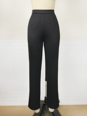 Spring New High Waist Slim Fit Casual Pants Career Style Black Pencil Pants