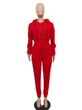 Sexy Women'S Hooded Solid Color Long Sleeve Casual Jumpsuit