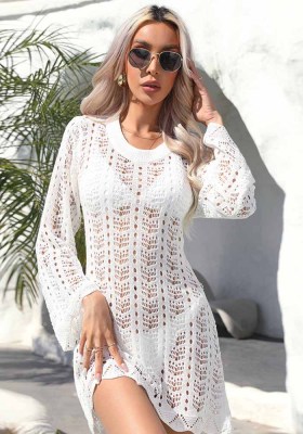 Summer Blouse Hollow Knitting Shirt Low Back Sexy Beach Dress Beach Shirt