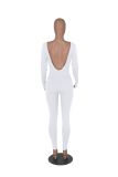 Women'S Solid Color Square Neck Backless Long Sleeve Yoga Fitness Jumpsuit