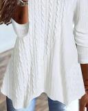Women'S V Neck Solid Long Sleeve Loose Casual Top