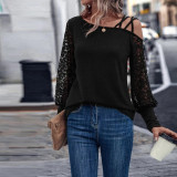 Women suspender lace loose long-sleeved T-shirt