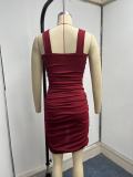 Women Summer Sexy Crossover Backless Pleated Bodycon Dress