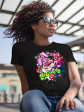Spring Summer Women'S Fashion Printing Black T-Shirt Short Sleeve Women'S Top Basic Shirt
