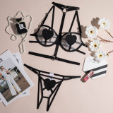 Hollow Sexy Valentine'S Day Sexy Lingerie Underwire Strap Women'S Body Shaping Two Pieces Bra Set
