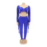 Women'S Long Sleeve Mesh Sexy Casual Two Piece Pants Set