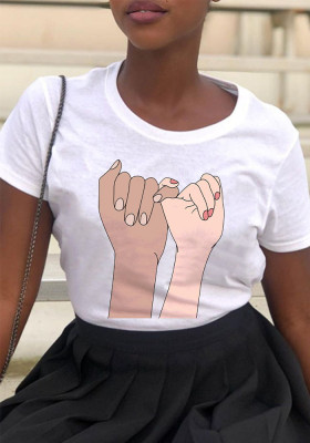 Women Printed Round Neck Short Sleeve T-Shirt