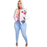 Women Print Fashion Baseball Jacket