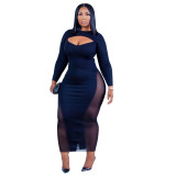 Plus Size Women See through Top and Skirt Two-Piece Set