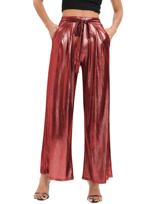 Strip Shiny Sexy Nightclub Wide-Leg Pants Casual Pants