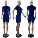 Women's Fashion Veet Print Short Sleeve Jumpsuit