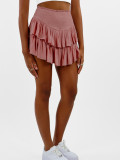 Fashion Plain Women Summer Fashion Pleated Skirt Sexy Ruffle Skirt