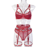 Sexy 4-Piece Set Sprint Lace Lingerie Set With Leg Ring